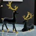 thumbnail image 2 of AUDeals 2Pcs Plastic Reindeer Figurines Standing & Lying Christmas Tabletop Decor, Holiday Home Ornaments for Living Room, Mantel & Festive Decorations, 2 of 8