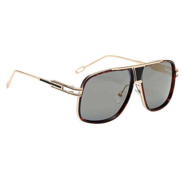 Moda Vintage 400 Al Mujeres Hombres Gafas de terre Cuadradas Retro - Marco Dorado Lente Roja, Se Describe Lente de oro con marco de Yinane Gafas de sol cuadradas para mujer