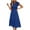 Blue, variant on WIZUTIZ Beach Dresses for Women Trendy Fitted High Waist Pleated Solid Vacation Dress Short Sleeve Round Neck Pleated Dress for Teen Girls Ankle-Length Super Soft Dress Blue