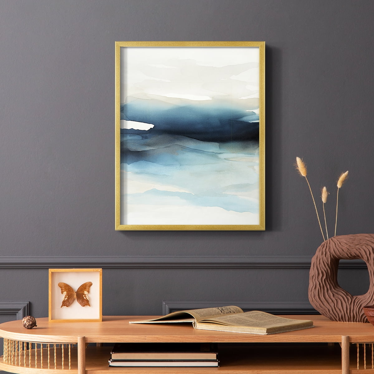 Waves II Framed Print in Gold Solid Wood 11 x 14 Framed Print