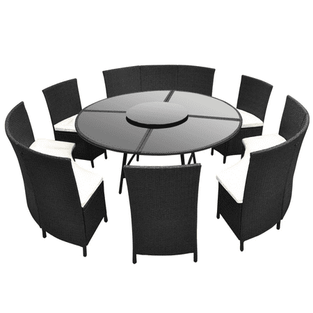 Vidaxl Poly Rattan 12 Person Round Table And Chair Set Black Vidaxl Poly Rattan 12 Person Round Table And Chair Set Black