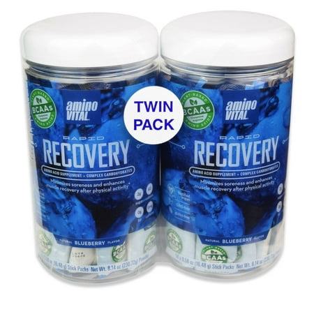 Amino Vital Rapid Recovery Twin Pack, Natural Blueberry Powdered Single-Serving Drink Mix (28 (Best Recovery Drink For Triathletes)