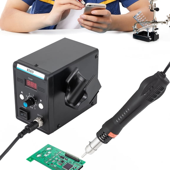 Hot Air Rework Station, 110V SMD Soldering Station with Heat Gun Set, °C Temperature LED Screen Display Hot Air Station for Electronics Repairing Desoldering Welding