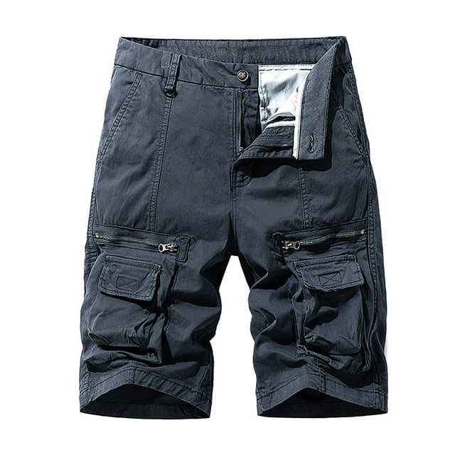 HUANBAI Men's Cargo Pants Pocket Loose Fit Work Shorts For Casual Everyday Wear Stylish Button Decoration Perfect For Spring Summer And Autumn Stretch Fabric