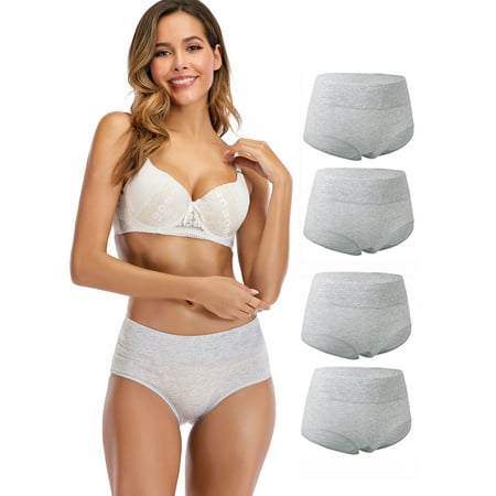 

SAYFUT Women s Shapewear Hi-Waist Brief Cotton Sporty Panties Underwear 4 Pack