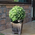 thumbnail image 4 of Set of 2-Pre-Potted Artificial Boxwood with White Tree Fruit, 24'' Anti-UV Engineering Grade Anti-Fading Simulated Leaves, Decorative Topiary Ball for Indoor Outdoor, ABS Flowerpot with Moss, 4 of 6