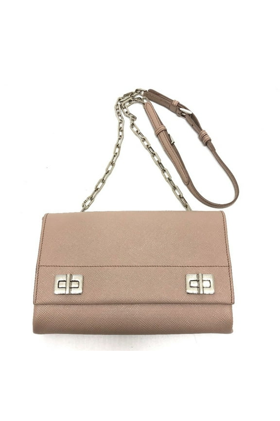Pre-Owned PRADA BT955X logo/shoulder Bag Shoulder Bag Beige SilverHardware (Good)