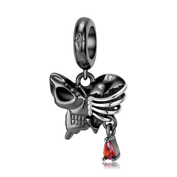 Skeleton Charm for Women Butterfly Gothic European Bead Charm Sterling Silver Ginger Lyne Collection