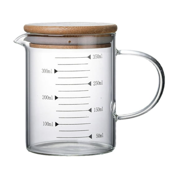 Borosilicate Measuring Jugs with Handle & Lid Measuring Freezer Measuring Cup Scales Mug Clear for Restaurant Baking,Cooking , 350ml 350ml-1