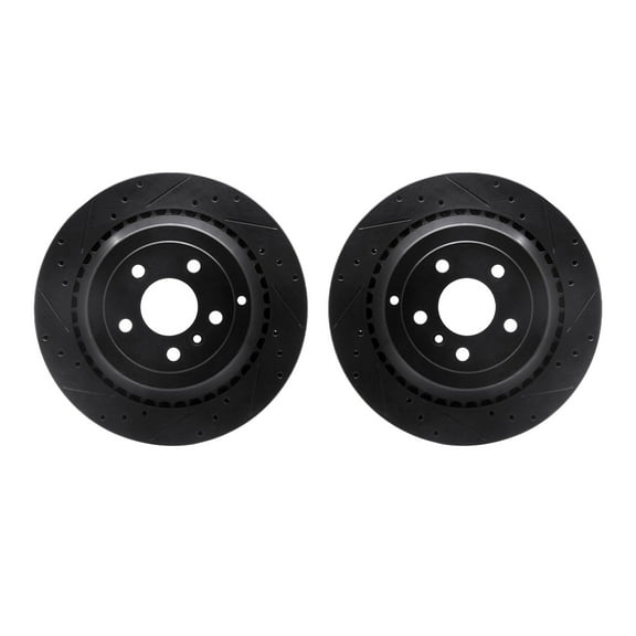 Dynamic Friction Company Rear Brake Rotors-Drilled and Slotted-Black 8002-63123