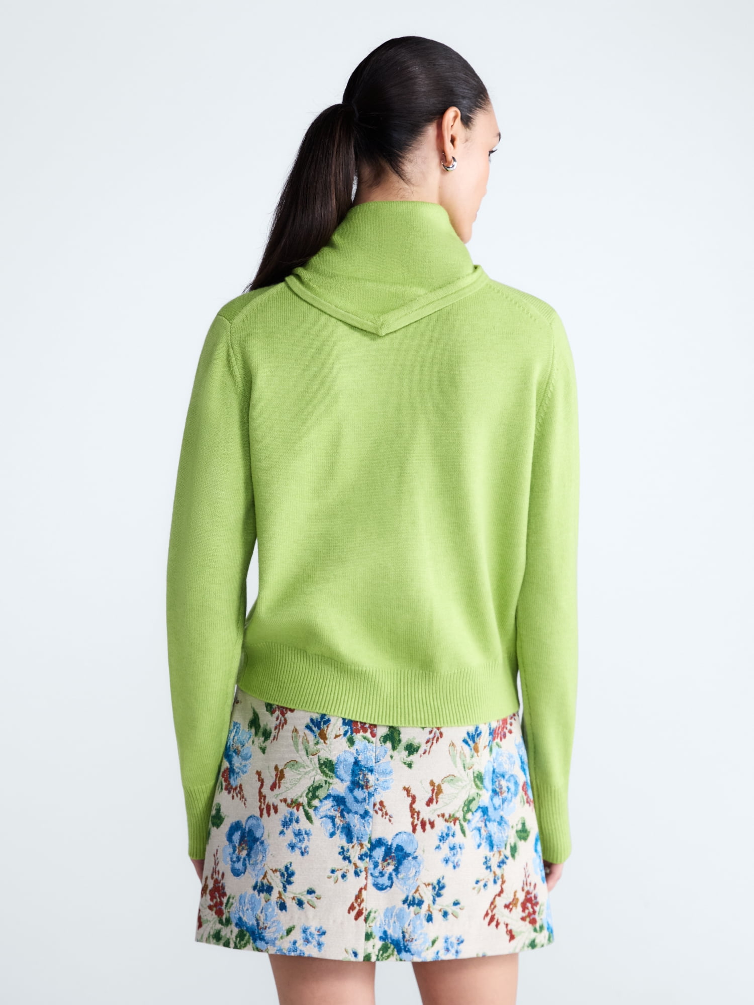 Free Assembly Women's and Women's Plus Cropped Crewneck Sweater with Scarf, Lightweight, Sizes XS-4X