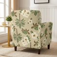 thumbnail image 3 of SEANATIVE Mid Century Modern Accent Chair Slipcover Soft Armchair Cover Dustproof Single Seater Sofa Cover for Living Room Bedroom Office Decoration, Tropical Sea Turtle Palm Tree Flower Beige, 3 of 7