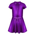 thumbnail image 2 of Haitryli Girls Metallic Crop Tops with Shiny Pleated Skirt Rave Dance Outfits Cheer Outfit for Hip-hop Purple 2-6, 2 of 5