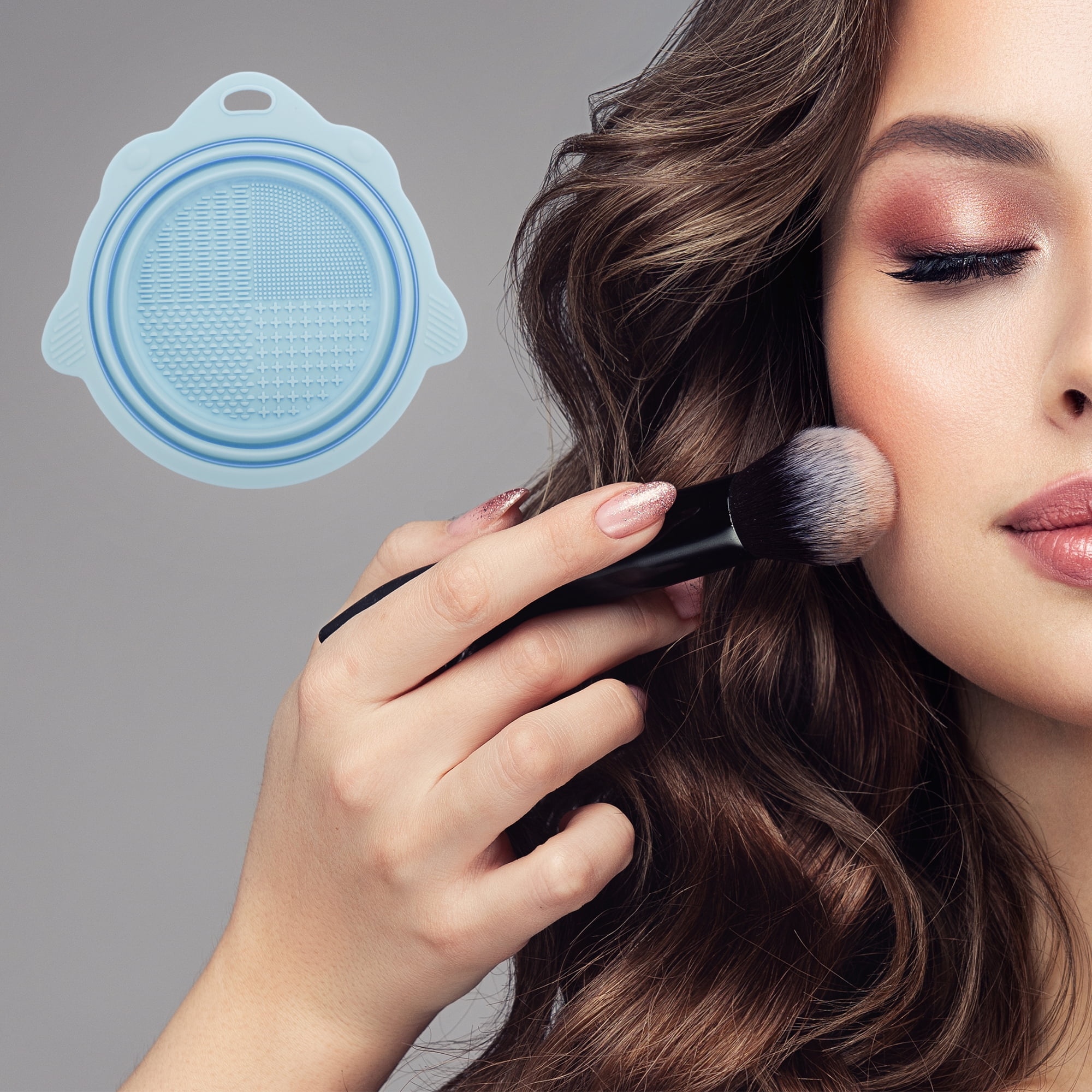 Unique Bargains 1Pc Portable Foldable Makeup Brush Cleaner for Quickly Cleaning Blue