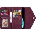 thumbnail image 4 of Crossbody Wallet Case for Samsung Galaxy S23 FE 5G for Women, Zipper Purse Handbag Neck Strap Lanyard Cover with 9 Card Holder Case for Samsung Galaxy S23 FE 5G XK Wine, 4 of 18