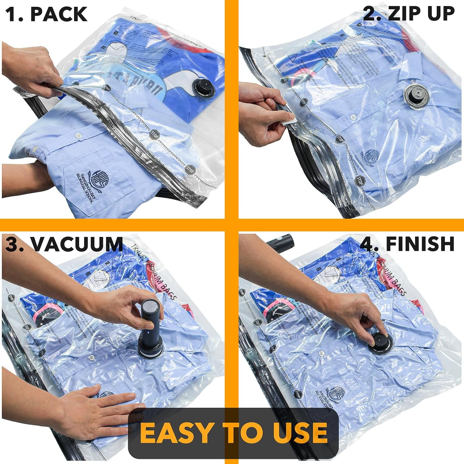 SpaceAid 18 Pack Travel Vacuum Bags for Luggage with Electric Pump, 6 Small, 6 Medium, 6 Large