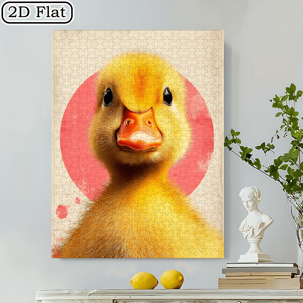 500pcs Fluffy Yellow Duckling Puzzle20.4*19.4 Inches Cardboard Jigsaw, High-Difficulty For Adults Couples, Family Gamer Leisure, New Year Birthday Gift, Art-Lovers' Whimsical Puzzle, Vintage-Style