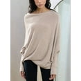 thumbnail image 4 of Women'S Fall Sweaters 2025 Casual Long Batwing Sleeve Loose Off Shoulder Knit Pullovers Jumper Tops Light Brown One size, 4 of 5