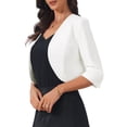 thumbnail image 4 of INSPIRE CHIC Women's 3/4 Sleeve Cardigan Open Front 2026 Elegant Cocktail Bolero Shrug for Dress M White, 4 of 5