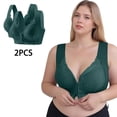 thumbnail image 4 of 2pc Pack Front Closure Bras for Women Adjustable Front Closure Bras Comfort Bra Sleep Bras Everyday Bras Lder Womens Bras Stretch No Underwire Sleep Bras,Green,L, 4 of 7