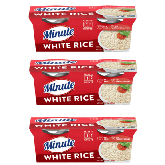 Minute Ready to Serve White Rice, Quick and Easy Cups, 4.4 oz, 2 Ct - Pack of 3