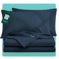 thumbnail image 1 of Juego de Sábanas de Bambú Dreamlab, Ropa de Cama Ultra Suave, Fresca, Hipoalergénica, Ecológica, Sábanas Individuales de Bambú, Color Azul Noche, 1 of 11
