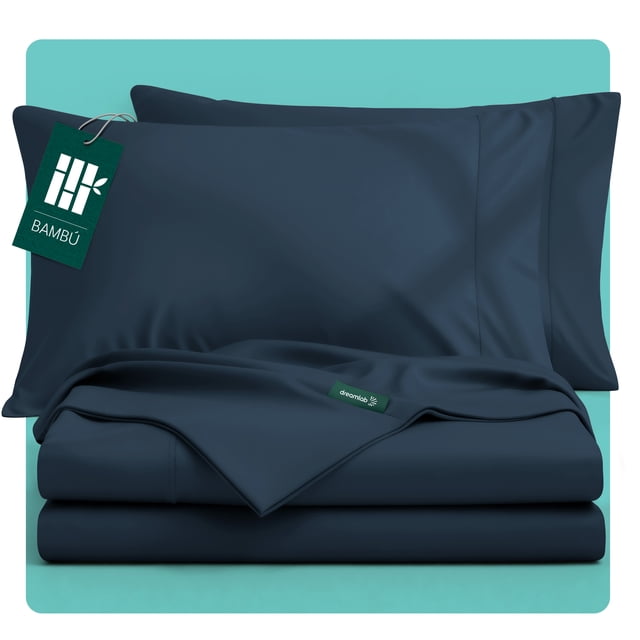 Juego de Sábanas de Bambú Dreamlab, Ropa de Cama Ultra Suave, Fresca, Hipoalergénica, Ecológica, Sábanas Individuales de Bambú, Color Azul Noche