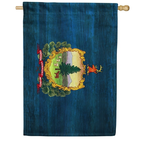 America Forever Vermont State Flag 28 x 40 Inch Double Sided Outdoor Yard Decorative USA Vintage Wood State of Vermont House Flag, Made in the USA