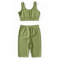 thumbnail image 2 of Gibobby Conjuntos de chándal Conjunto de tops y pantalones deportivos de color sólido para yoga ajustados súper elásticos para mujer(Verde, S), 2 of 5