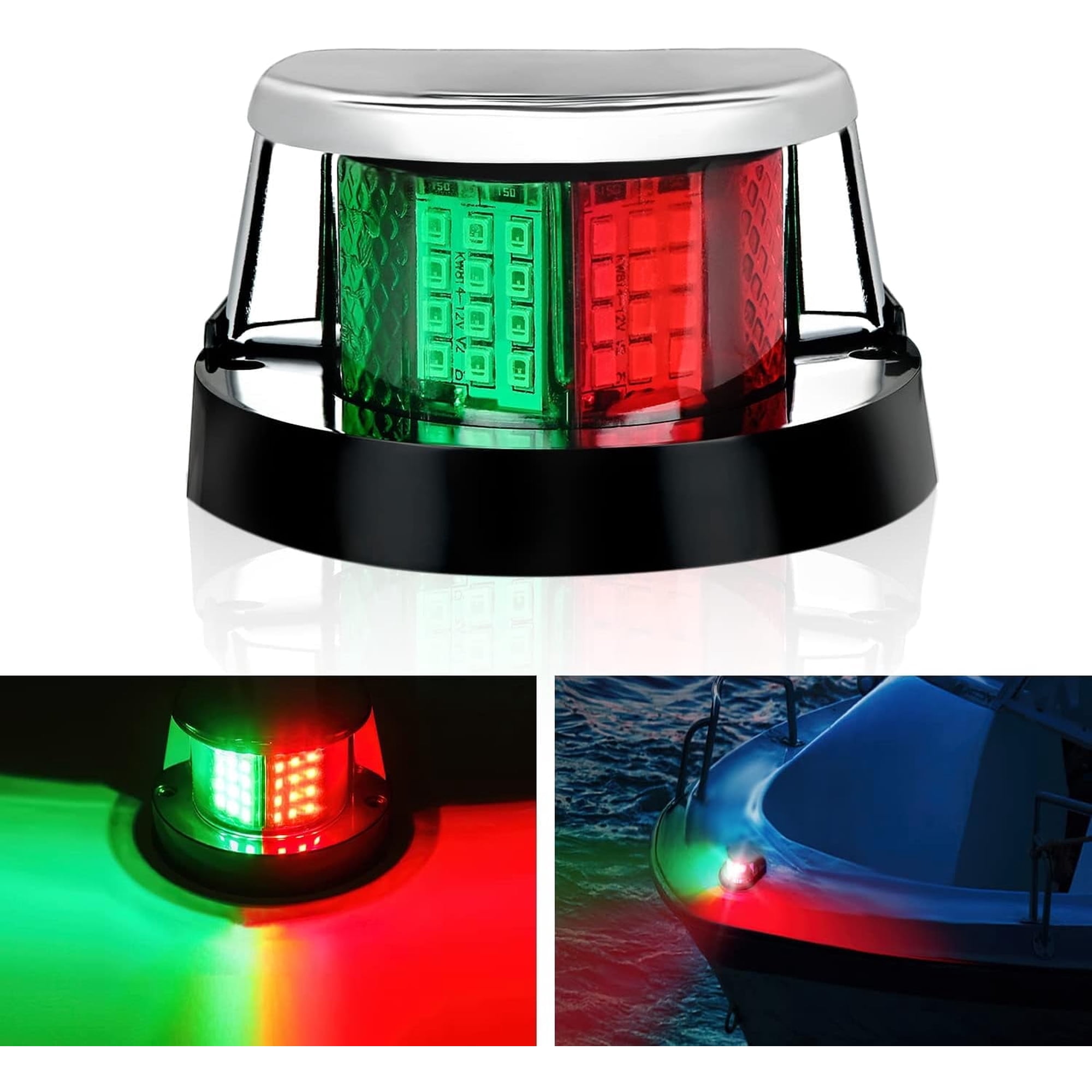Nilight Marine Boat Navigation Light 24Led Red Green Led Port Starboard Signals Lights 12V Waterproof Bow Light for Skeeter Yacht Pontoon Speedboat Sailboats Fishing Boats