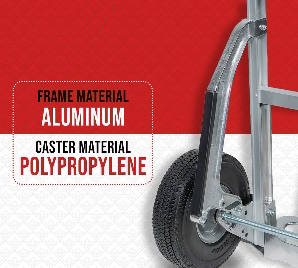 thumbnail image 4 of 2 Pack 600 lbs Aluminum Hand Truck Heavy Duty Dolly with P Handle & 10" Caster Wheels - Hand Truck with Skid Bars & Vertical Loop Handle - 52.3" x 17.5" with 19.3" x 7.5" Nose Plate, 4 of 9