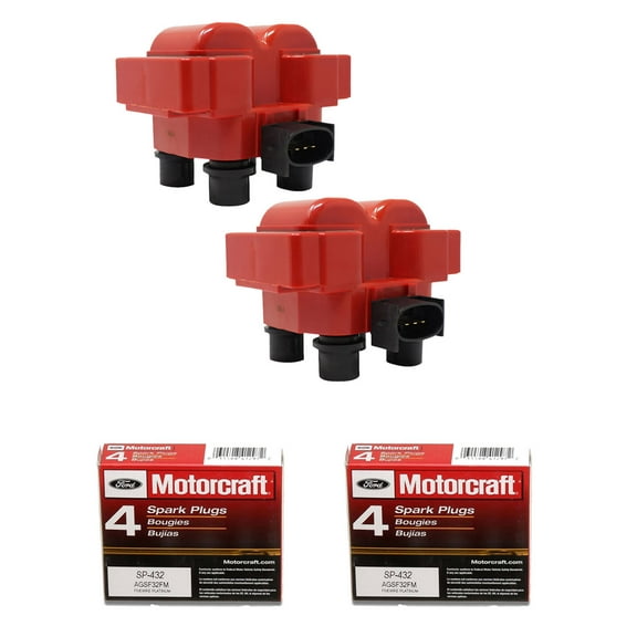 Set of 2 ISA Energy Ignition Coils and 8 Motorcraft Spark Plugs Compatible with1992-1997 Ford Crown Victoria 4.6L V8 -cc 281ci Replacement for FD487