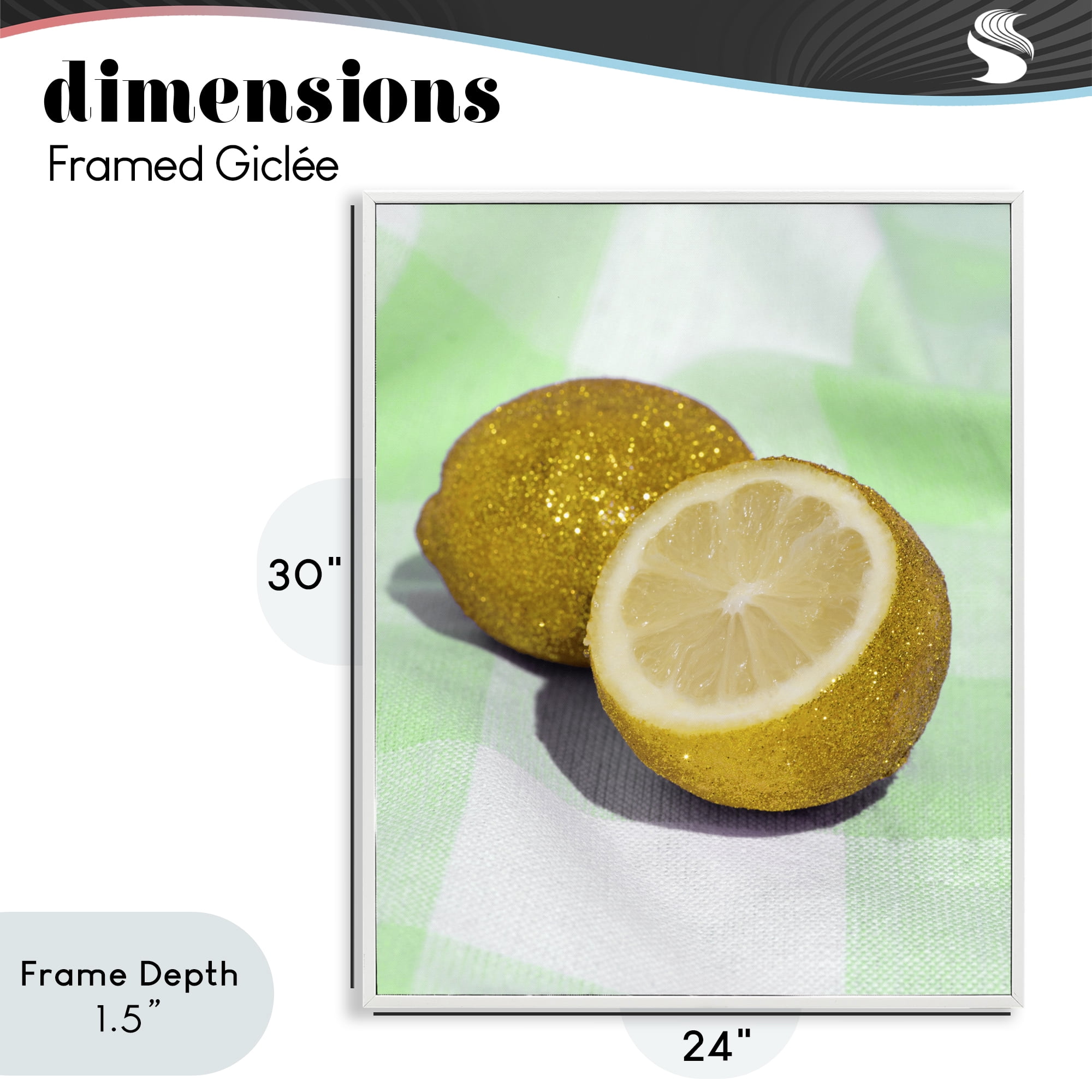 Stupell Industries Glimmer Lemon on Green White Framed Giclee Art, design by LISH Creative