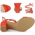 thumbnail image 3 of Sandalias de mujer con cordones y tacón grueso Perphy naranja 39, 3 of 6