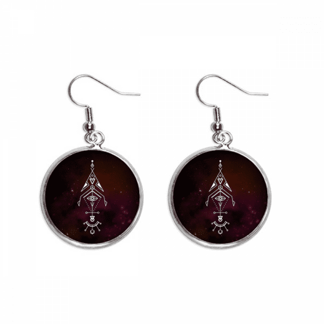 Universe Geometry Alien Totem Ear Dangle Silver Drop Earring Jewelry Woman
