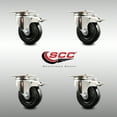 thumbnail image 2 of 4 Inch 316SS Soft Rubber Swivel Top Plate Caster Set Total Lock Brake SCC, 2 of 2
