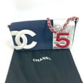 thumbnail image 4 of Pre-Owned CHANEL Vintage No. 5 Chain Shoulder Bag in Canvas/Leather, Navy (Fair), 4 of 15