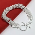 thumbnail image 2 of GKNET 925 Silver Filled Charm Bracelet Bangle Women Men Fashion Delicate Jewelry hd003, 2 of 3