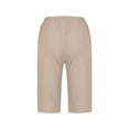 thumbnail image 4 of WIZUTIZ Women Workout Shorts Sports Wide Leg Relaxed Baggy Shorts Mid Rise Solid Shorts Knee-Length with Pockets Trousers for Lady Thin Vacation Multi-Color Linen, 4 of 5
