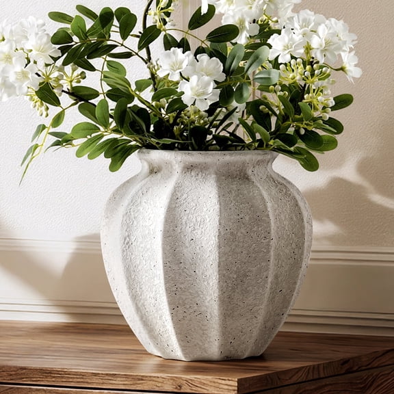 LE TAUCI 9.3” Ceramic Vase for Dining Table Centerpiece, Rustic Farmhouse Decorative Flower Vase for Living Room, Shelf & Home Decor Vase