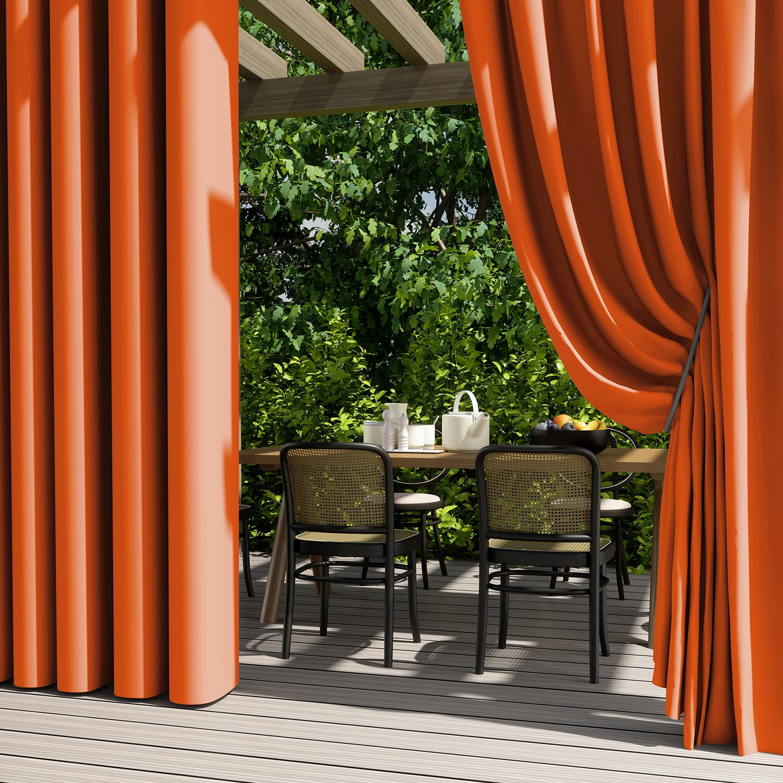 BTTO Outdoor Curtains for Patio Waterproof, Insulated Heat Light Blocking Drapes, Fade Resistant Thick Curtain for Balcony Lawn Garden, 1 Panel