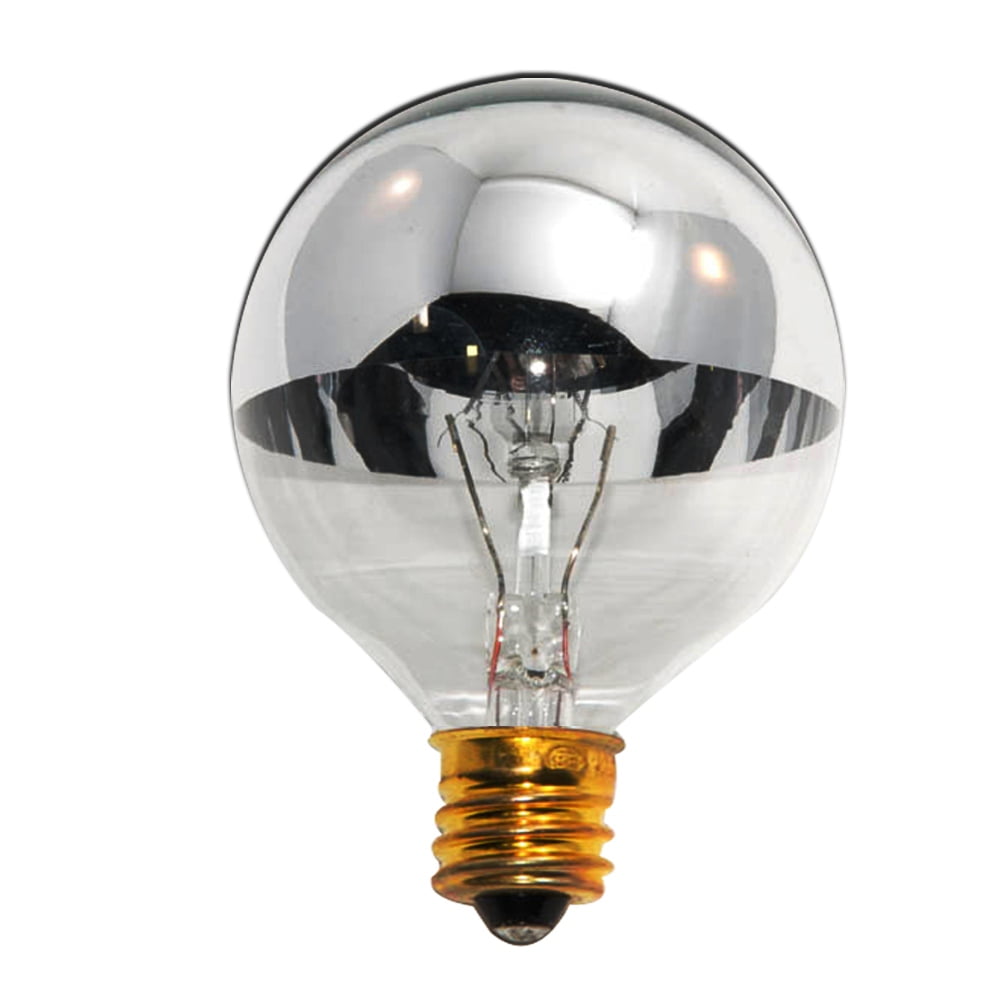 Goodbulb 40g25hm 40w Dimmable Half Chrome G25 Globe Shape Bulb For Open Fixtures Pendants Restaurant And Retail Lighting E26 Base 2 Pack