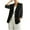 Black, variant on Wyobmus Summer Linen Blazer for Women Lightweight 3/4 Stretchy Ruched Sleeve V Neck Casual 2 Button Blazer Jacket With Pockets M-3X Black
