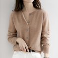 thumbnail image 1 of 24 primavera y otoño nuevo cárdigan de punto con cuello redondo suéter fino para mujer suéter de lana de estilo occidental suelto y versátil Top C, 1 of 3