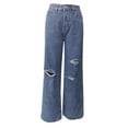 thumbnail image 2 of Womens Fashion Ripped Jeans with Pockets High Waisted Denim Pants for Women Casual Straight Leg Pants Wide Leg Jean Pants, 2 of 5