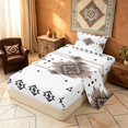 thumbnail image 2 of Manfei Boho Aztec Twin Sheets, White Taupe Tribal Geometric Bedding, Reversible 3 Pieces1 Flat Sheet + 1 Fitted Sheet + 1 Pillowcase, 2 of 6