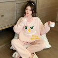 thumbnail image 3 of Pijama cálido de algodón para mujer, conjunto de ropa de estar por casa, Top y pantalones de forro polar suave, manga larga, talla grande, Otoño e Invierno, 3 of 5