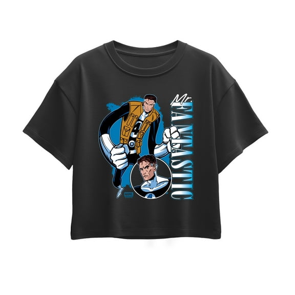 Marvel - Fantastic Four Mr Fantastic Collage - Youth Girl Short Sleeve Boxy T-Shirt