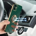 thumbnail image 6 of for iPhone 12 Ring Holder Case 360 Degree Rotation Kickstand Girly Case Shiny Glitter Plating Rose Gold Edge Work with Magnetic Car Mount Slim Soft TUP Case for Women Girls Black, 6 of 11