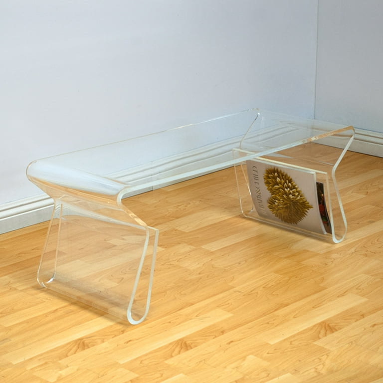 Acrylic coffee table with magazine rack deals